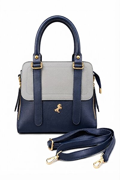 Miami Polo Club Lacivert Gri Çok Bölmeli Uzun Askılı El Ve Omuz Çantası 🎀
