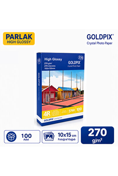 Goldpix 10x15 inkjet Fotoğraf Kağıdı - 100 Adet 270gr Parlak Fotoğraf Kağıdı