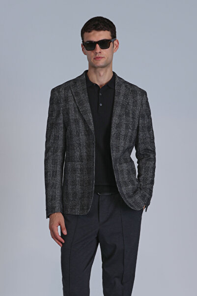 Lufian Mani Spor Erkek Blazer Ceket Slim Fit Koyu Gri