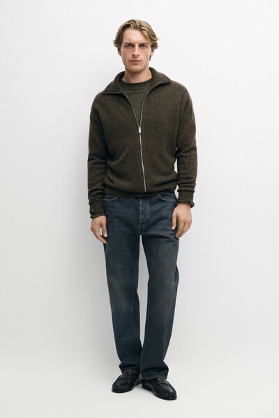 Massimo Dutti %100 yün fermuarlı triko hırka