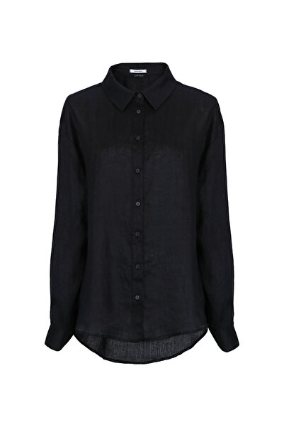 Lufian Barrı Women's Linen Shirt Black