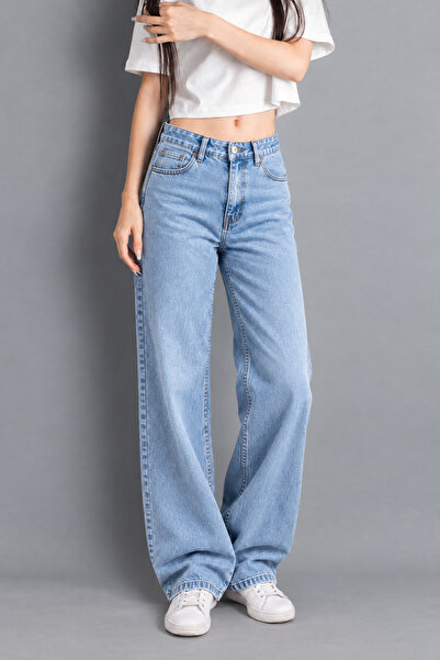 MY ARJA JEANS KADIN YÜKSEKBEL %5 LİKRALI WİDE LEG (PALAZZO) ESNEK JEANS (YENİ...