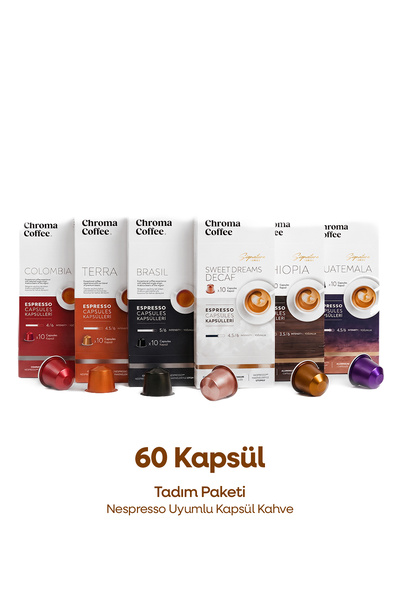 Chroma Coffee Tadım Paketi 60 Adet Nespresso Uyumlu Kapsül Kahve