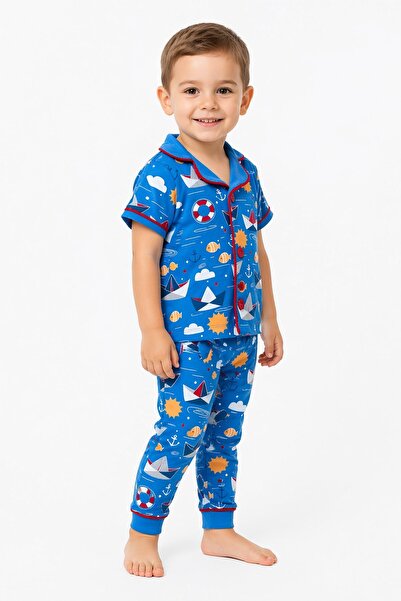 dinamik çocuk Erkek Bebek/Çocuk Deniz Temalı Yazlık Pijama Takımı Kısa Kollu ...