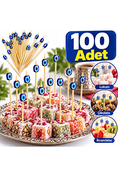 100 Adet Nazar Boncuklu Kürdan Düğün Nişan Doğumgünü