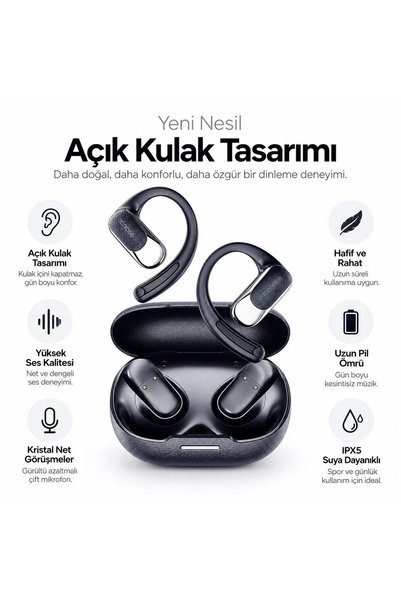 Monoise P-G2 AI Çeviri Kulaklığı 140+ Dil Bluetooth 5.4 ENC Open Ear Kablosuz Kulaklık