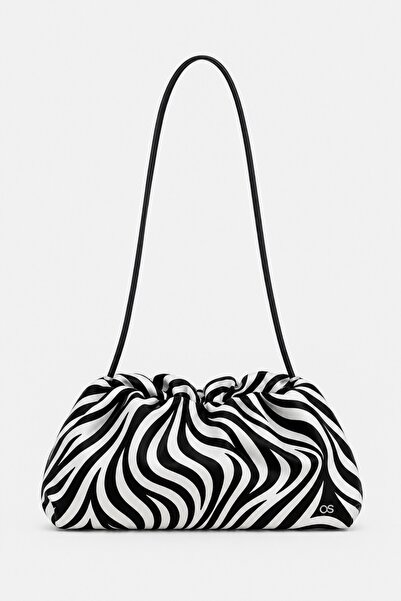 Çantacımstore Kadın Büzgülü Çanta Zebra Suni Deri ( Charm Dahil Değildir )