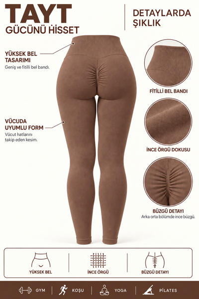 JOLT Kind Model Kalça Büzgülü Yüksek Bel Toparlayıcı Seamless Tayt