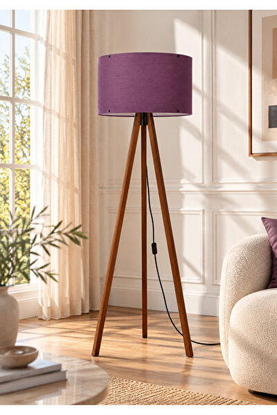 HOMİNG Mor Kumaş Tripod Lambader AYD-2955