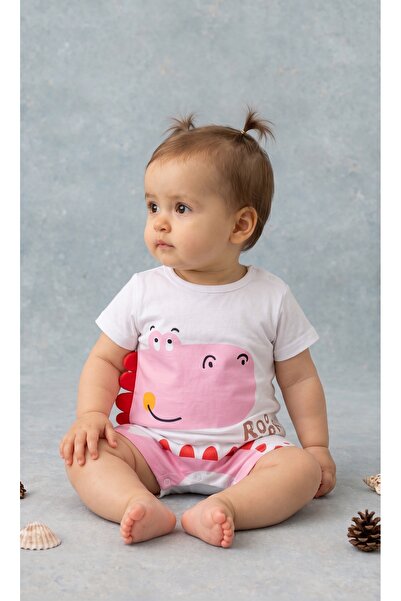Rocha Baby Cute Dinosaur Printed 3D Detailed Cotton Baby Summer Romper / Salopet
