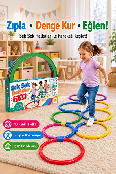bmd Sek Sek Halka Oyunu | 10 Renkli Halka Birleştirmeli Parkur Oyuncağı | Den...