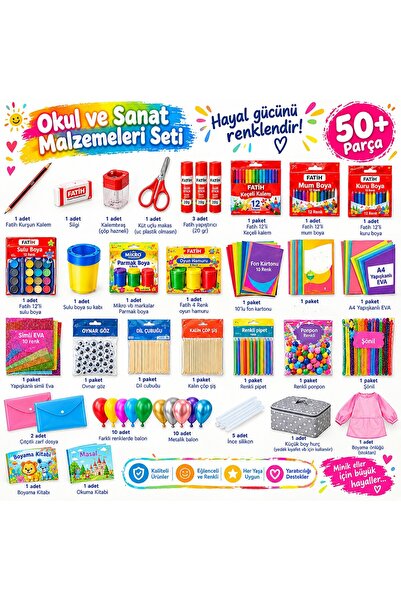 Fatih Kırtasiye İhtiyaç Listesi Okul Öncesi Anaokulu Kreş Kırtasiye Seti 50+ ...