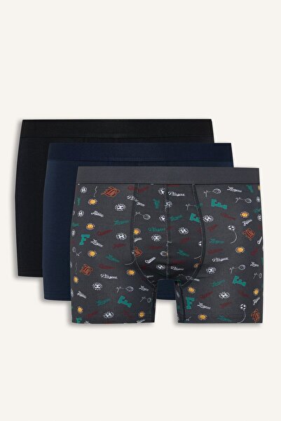 DeFacto Regular Fit Pamuklu Desenli 3'lü Boxer Seti H9570AX26AU