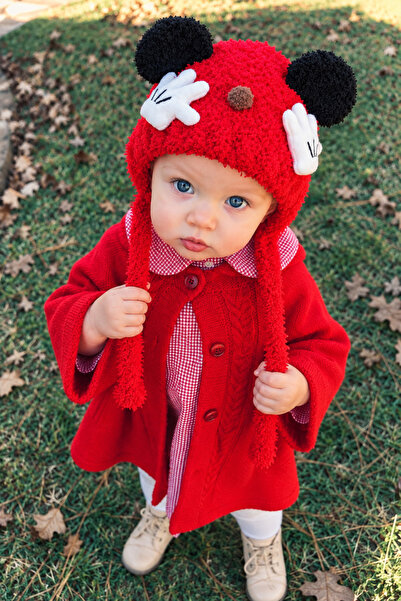 Mollycrush Baby Red Plush Ear Hat |   Winter Gift Model