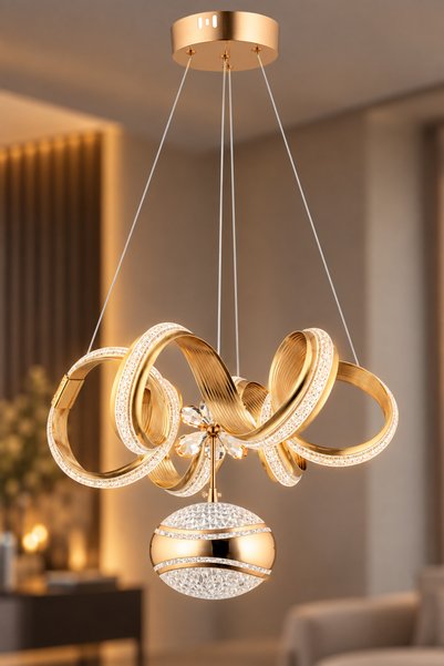 İstanbul Avize Polen Gold(Delüx)Kumandalı Led 3 Renk Ledli Modern Avize