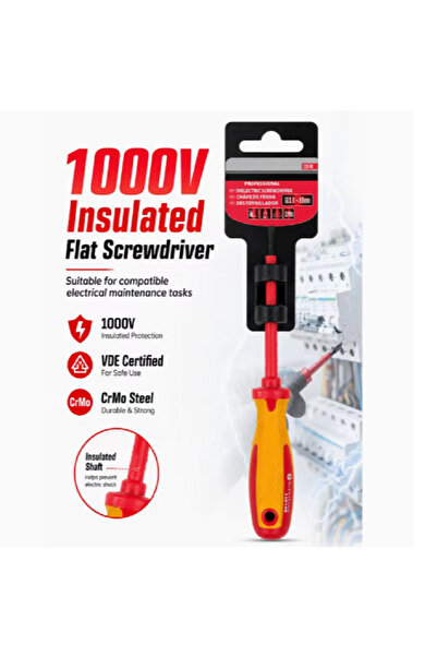 mtx -129149 Insulated Screwdriver SL3.0 x 80mm – Flathead Electrician Tool, 1...