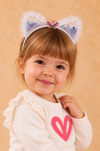 Rocha Baby Girl's Lace Detailed Transparent Eared Crown - Sparkling Hair Acce...