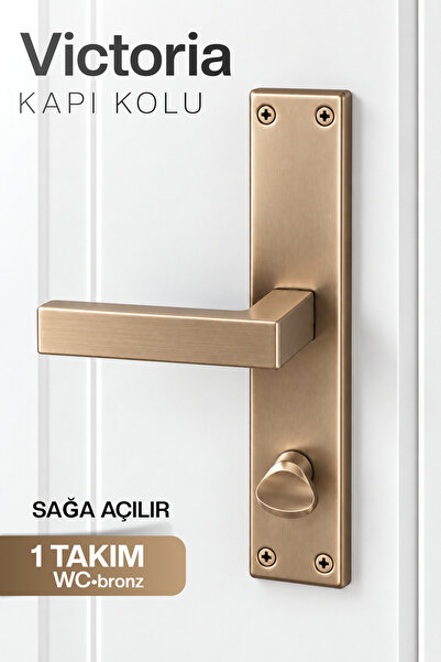 Badem10 ALM Victoria (1 Takım) Bronz Aynalı WC Sağa Açılır Kapı Kolu Şık Daya...