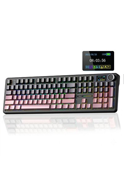 Aula F108 Pro Mekanik Gaming Oyuncu Klavyesi LCD Ekranlı Graywood V3 Switch R...
