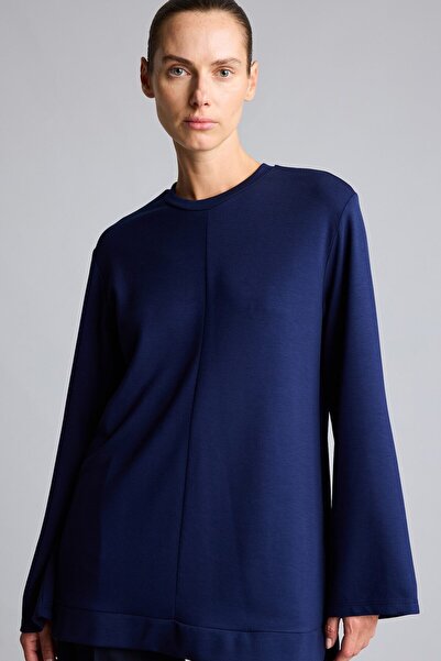 DeFacto Regular Fit Crew Neck Front Stitching Detailed Long Sleeve Tunic Basi...