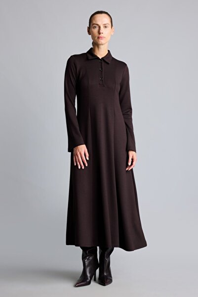 DeFacto Polo Collar Buttoned A-Line Maxi Dress I2168Ax26Au