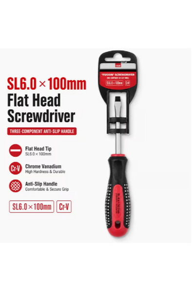 mtx CrV Fusion, 3-Component Handle, Anti-Slip Flat Screwdriver (SL 6.0x100mm,...