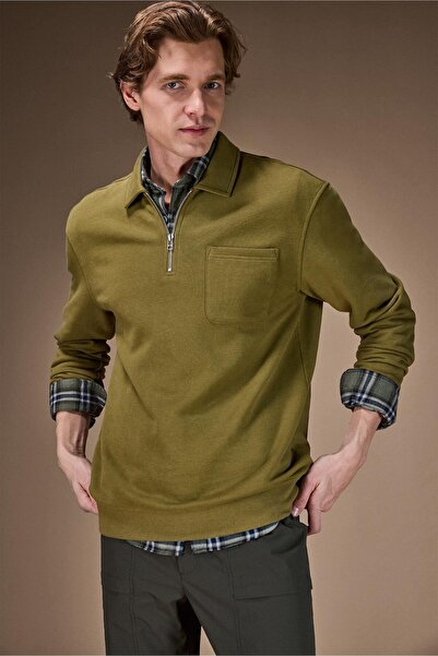 DeFacto Pamuklu REGULAR Fit Yarım Fermuarlı Sweatshirt F8215AX26SP