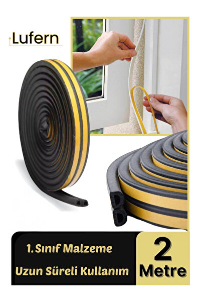 Lufern 2 Metre Siyah Pvc Doğrama Kapı Pencere Soğuk Geçirmez Sızdırmaz İzolas...