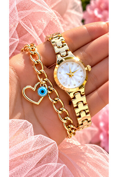 Bonicce Model Metal Cord Gold Color Stylish Women's Wristwatch Bracelet