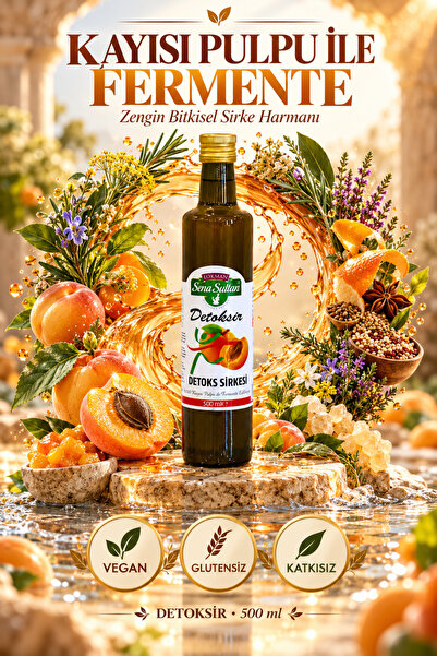 Lokman Sena Sultan Detoksir Bitkisel Sirke 500 ml | Kayısı Pulpu ile Fermente...