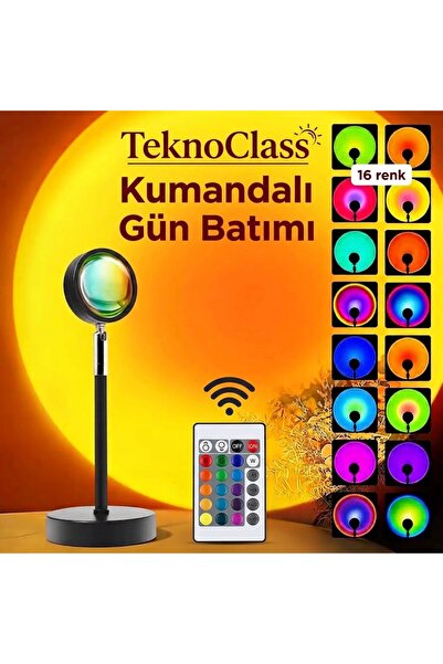 TeknoClass Kumandalı Gün Batımı Projektör Lamba Işık Masa Lamba Fotoğraf Çeki...