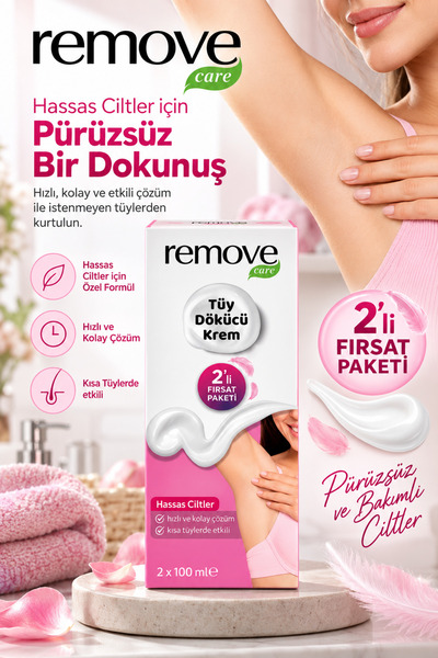 remove Care Hassas Ciltler Tüy Dökücü Krem 2x100 ml