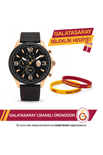Galatasaray Deri Kol Saati U13926 - GS Bileklik Hediyeli