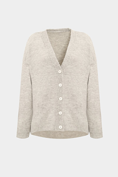 Açelya Okcu Premium V-Neck Wool Blended Women's Knitwear Cardigan