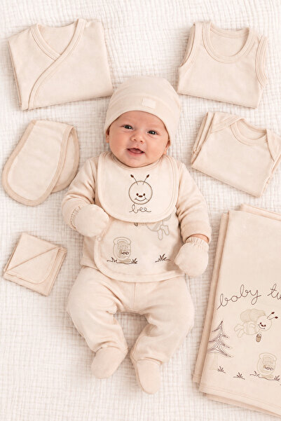 bebegen Milk Coffee Bee Embroidered 11 Piece Hospital Discharge Set