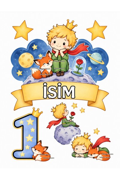 telaşe memuru İSİMLİ - 1 Yaş Küçük Prens Pasta Süsü - Pasta Resmi ve Pasta Ba...