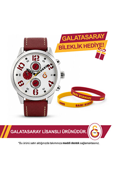 Galatasaray Deri Kol Saati U13856 - GS Bileklik Hediyeli