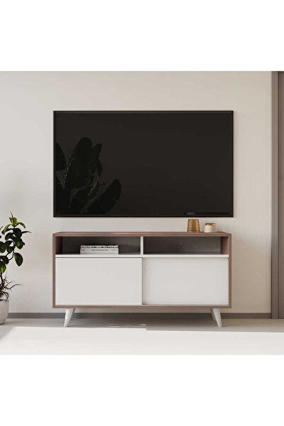 Adore Mobilya Retro Slide Tv Sehpası Latte-diamond Beyaz