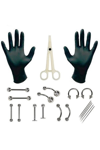 Choice set 1 1 Set Disposable Professional Body Piercing Tool Kit Piercing Ne...