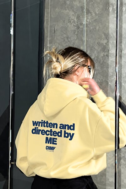 The Champ Clothing Kadın Oversize Hoodie Written & Directed Baskılı Sarı – Ka...