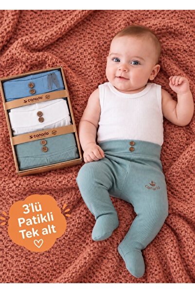 Rocha Baby Bebek Fitilli Pamuklu Yüksek Bel Patikli Alt Pantolon 3'Lü Kutulu ...