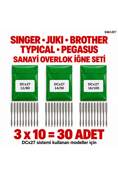Swart SANAYİ OVERLOK İGNE SETİ SİNGER JUKİ BROTHER TYPİCAL KONFEKSİYON TERZİ ...