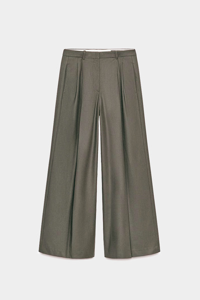 Açelya Okcu Premium BALLARD Mid-Waist Wide-Leg Woven Trousers