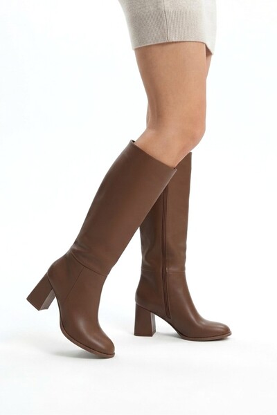 Zerenyus Morena premium vegan leather mink long zippered boot 7 cm