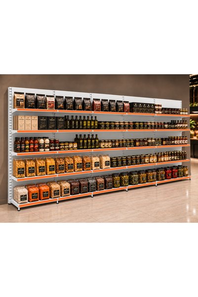 RafBurada Çift Taraflı (Ekonomik) 5'li Orta Reyon, Market Rafı-Bazasız H:140 ...
