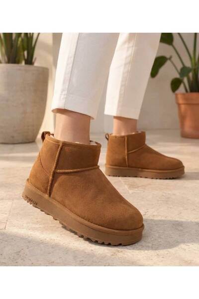 Shubuu Women's Suede Fur Lined Short Boots Warm Thick Sole Boots 183