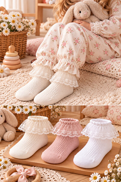 Pico Baby Organic Cotton Premium 3-Piece Baby Tulle Socks - Perfumed and Wash...