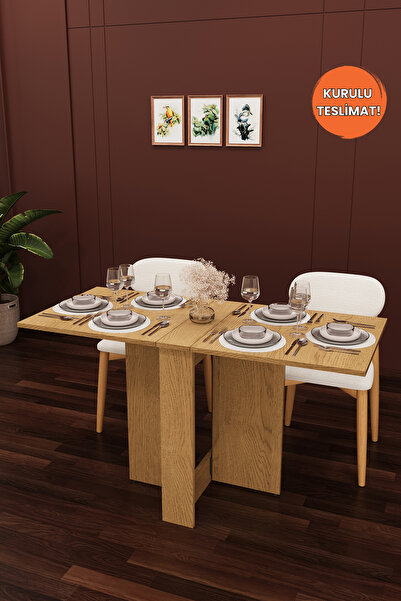 asratrend Lüks Katlanır Mutfak Yemek Masası %100 MDF Pratik Çalışma Masası KM32