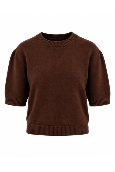 Zelish My Sister Brown Half Sleeve Short Sweater