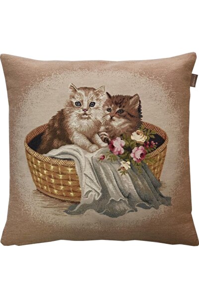 Believe Belıeve Sepetteki Kedi Goblen Kırlent 45*45 Cm